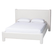 Baxton Studio Laria Modern White Teddy-Bear Fabric King Size Platform Bed